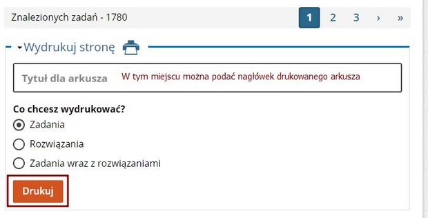 Panel opcji podstawowych przed wydrukiem