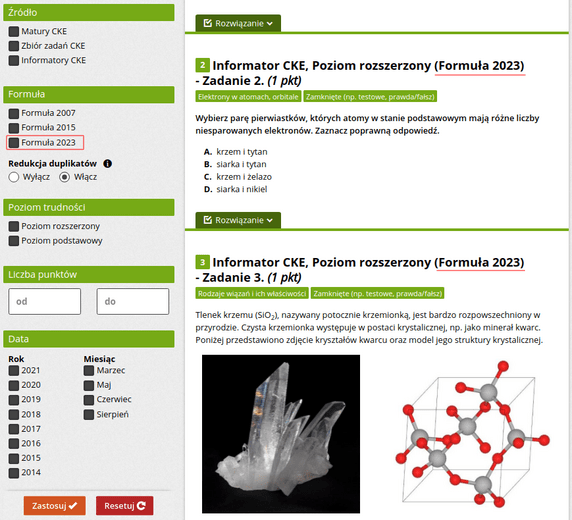 Wyszukiwanie zadań maturalnych z formuły 2023