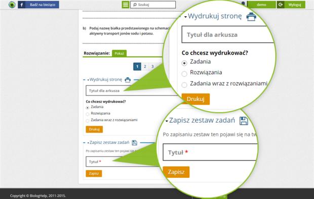biologhelp zapisywanie i drukowanie zadań maturalnych