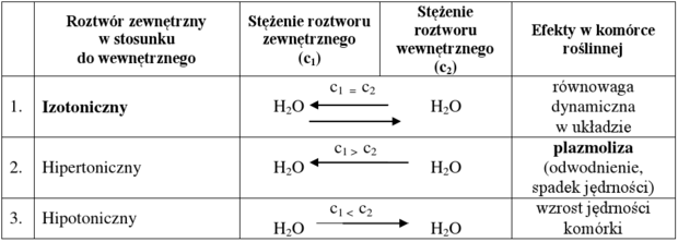 Toniczność roztworów - klucz